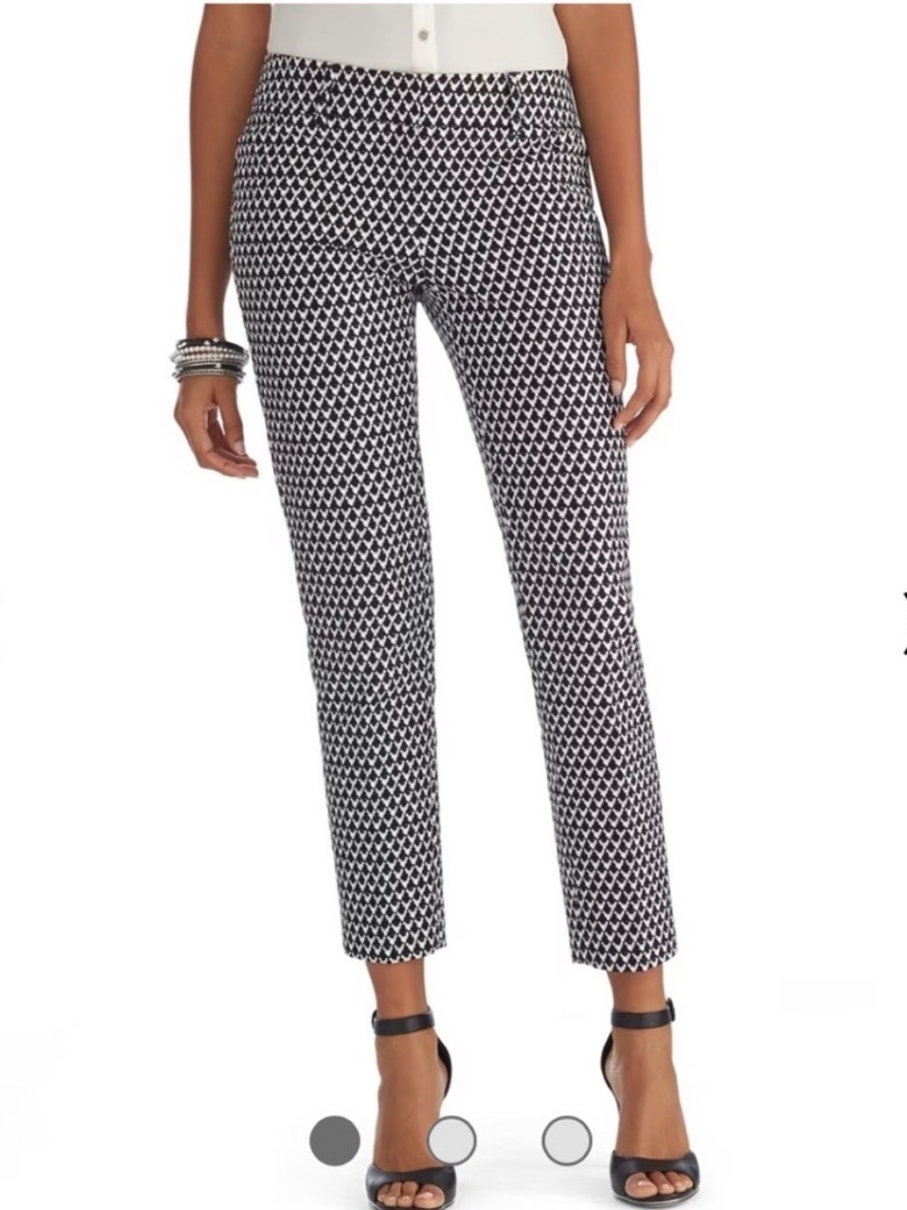 White House Black Market Black & White Geometric Crop Ankle Pants